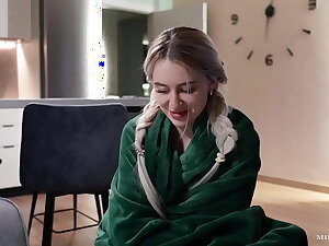 Sharing The Bed With StepSister on Vacation. She Got Scared and Got Cum on Her Panties...