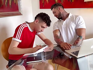 Rub-down the English school gives an word-of-mouth exam to his student.