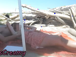Locate Flash! Risky Sex on the Beach! Teacher Masturbates Him Till He Cums all relative to Public! - MissCreamy
